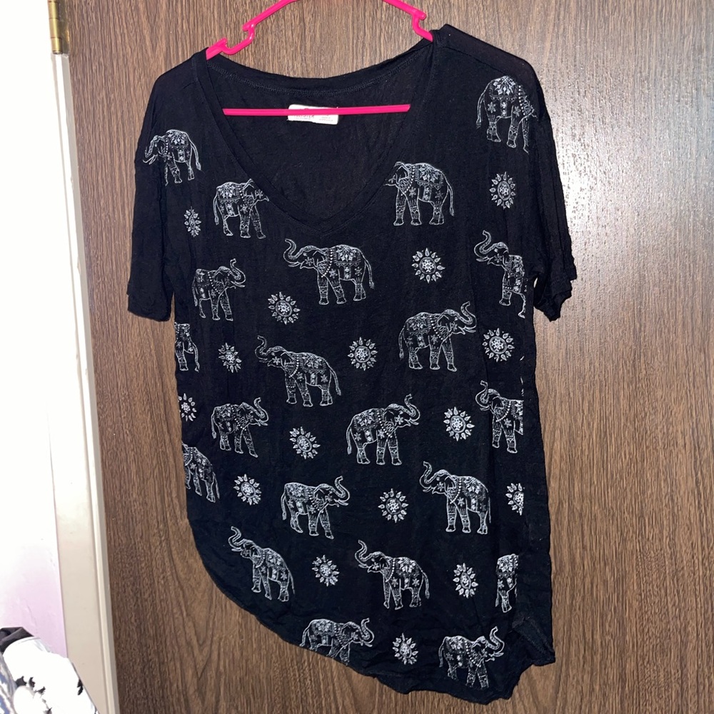 Holister size medium black shirt with white elephants